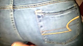 Cumming on her jeans
