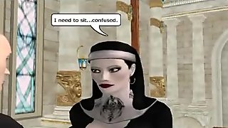 Sexy 3D cartoon nun sucks cock and gets fucked hard